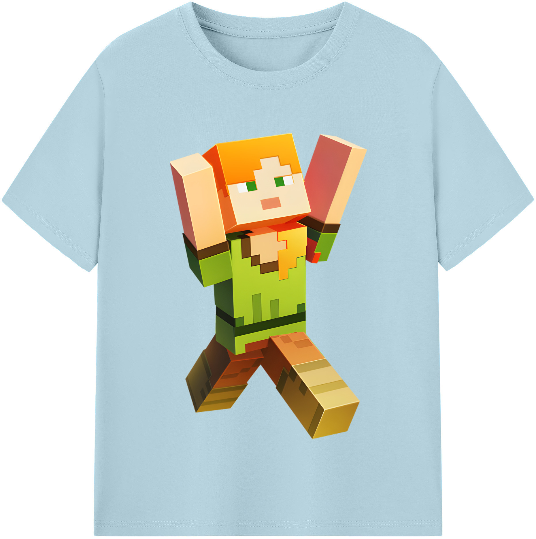 （画像用） マインクラフト ブロックの世界 Minecraft MC Block world 綿100％半袖Tシャツ（フロントプリント）